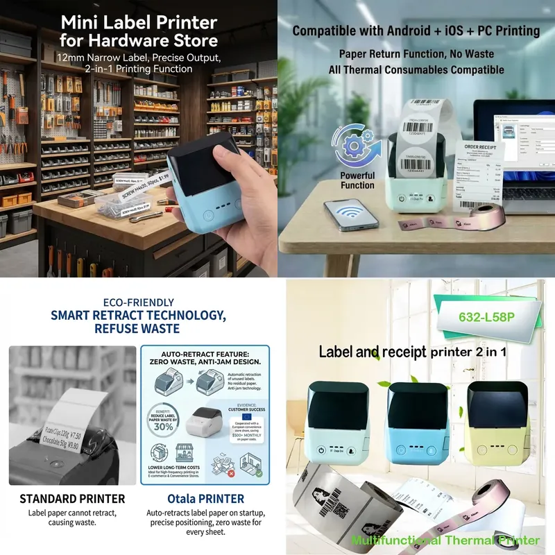 Label Printer - 미니 58mm 영수증 열전사 휴대용 송장